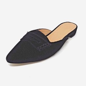 J.CREW BlackVelvet Slip-On Mules Slides SZ 6 NEW